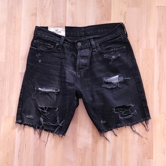 Hollister Destroyed Cut Off Button Fly Jean Shorts Size 30 - Picture 2 of 9